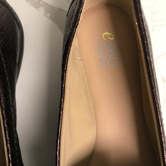 Easy Spirit E360 Burgundy Leather Metallic Snakeskin Loafers US 6.5 M - Picture 3 of 9